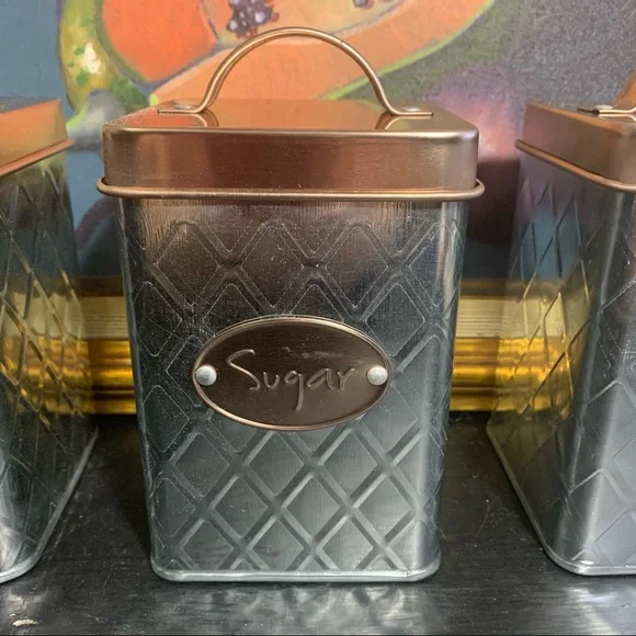 Coffee sugar and tea rose gold and silver kitchen canister ☕️ - Picture 6 of 14